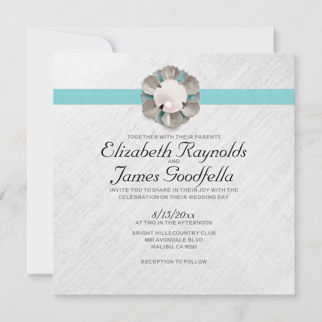 Elegant Pearl Wedding Invitations (Front)