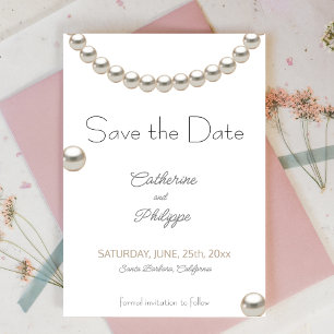 Elegant Pearl Wedding Save the Date Invitation