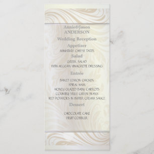 Elegant Pearl White Wedding Reception Dinner Menu