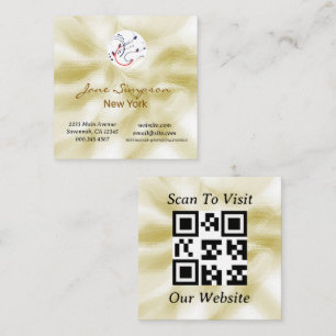 Elegant Pearlescent Gold Logo QRCode Business Card
