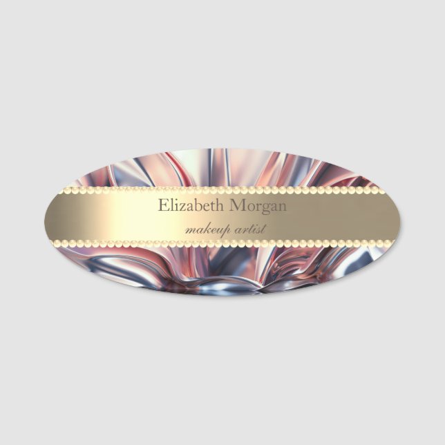Elegant Pearls Abstract Name Tag (Front)