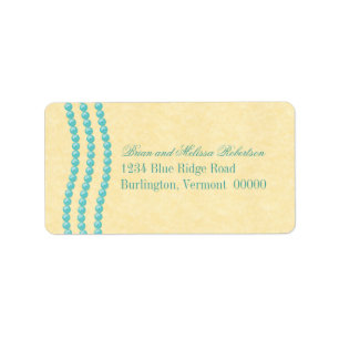 Elegant Pearls Address Labels, Aqua Label