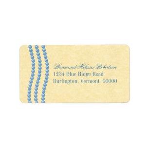 Elegant Pearls Address Labels, Blue Label