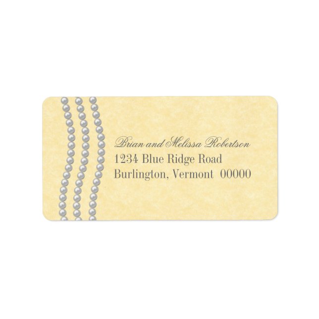 Elegant Pearls Address Labels, Ivory Label (Front)