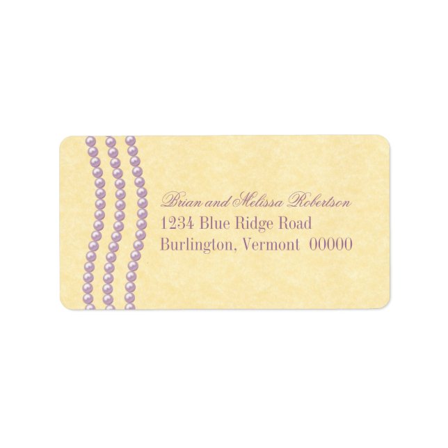 Elegant Pearls Address Labels, Lilac Label (Front)
