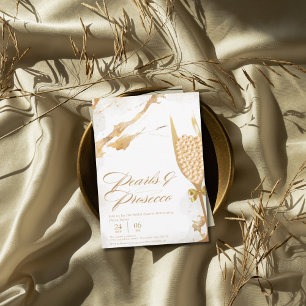 Elegant pearls and prosecco bridal shower  invitation