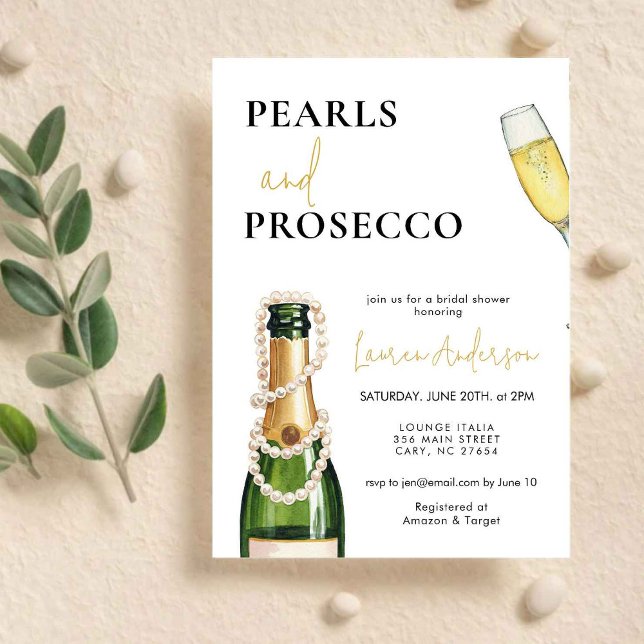 Elegant Pearls and Prosecco Bridal Shower  Invitation (Creator Uploaded)