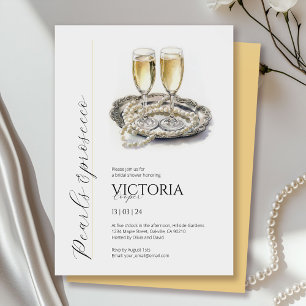 Elegant Pearls and Prosecco Bridal Shower  Invitation
