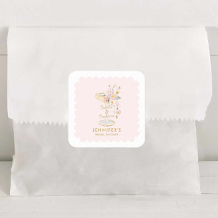 Elegant Pearls and Prosecco Bridal Shower Sticker