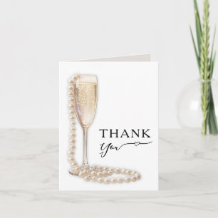Elegant Pearls and Prosecco Bridal Shower Thank You Card