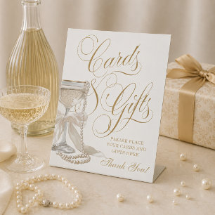 Elegant Pearls and Prosecco Cards & Gifts Pedestal Sign