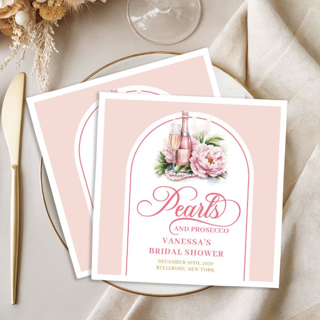 Elegant pearls and prosecco napkins personalised (Elegant pearls and prosecco napkins personalized

)