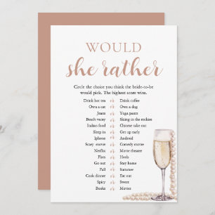 Elegant Pearls and Prosecco Would She Rather Game Invitation