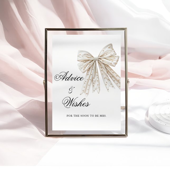 Elegant Pearls Bow Advice and Wishes Sign (Creator Uploaded)