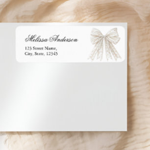 Elegant Pearls Bow Bridal Shower Return Address Label