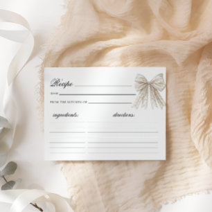 Elegant Pearls Bow Minimalist Recipe Card