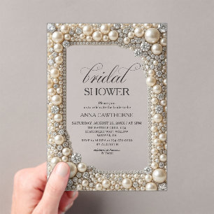Elegant Pearls Bridal Shower Acrylic Invitations