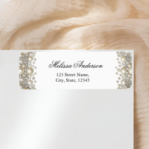 Elegant Pearls Bridal Shower Return Address Label