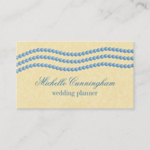 Elegant Pearls Business Card, Blue Card
