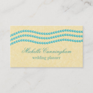 Elegant Pearls Business Card, Turquoise Card