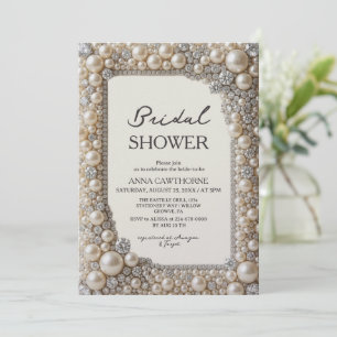 Elegant Pearls & Diamonds Bridal Shower Invitation