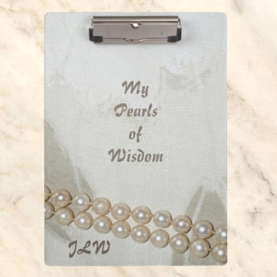 Elegant Pearls of Wisdom Stylish Clipboard