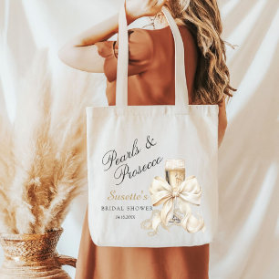 Elegant Pearls & Prosecco Bridal Shower Gift Tote Bag