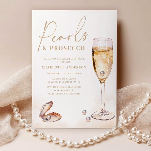 Elegant Pearls Prosecco Bridal Shower Invitation (Creator Uploaded)