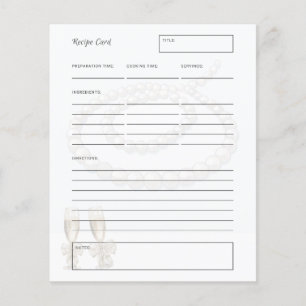 Elegant Pearls Prosecco Bridal Shower Recipe card