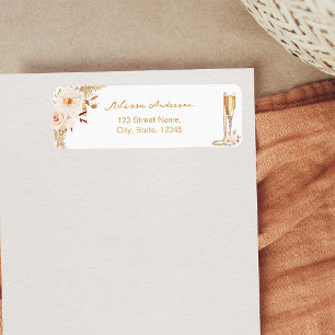 Elegant Pearls & Prosecco Bridal Shower Return Address Label