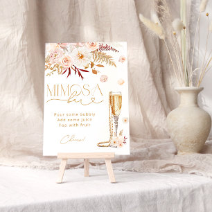 Elegant Pearls & Prosecco Floral Bridal Mimosa Bar Poster