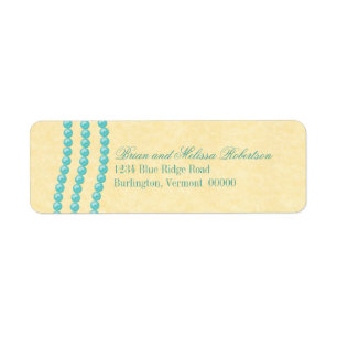 Elegant Pearls Return Address Labels, Aqua Label