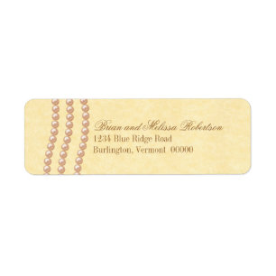 Elegant Pearls Return Address Labels, Champagne Label