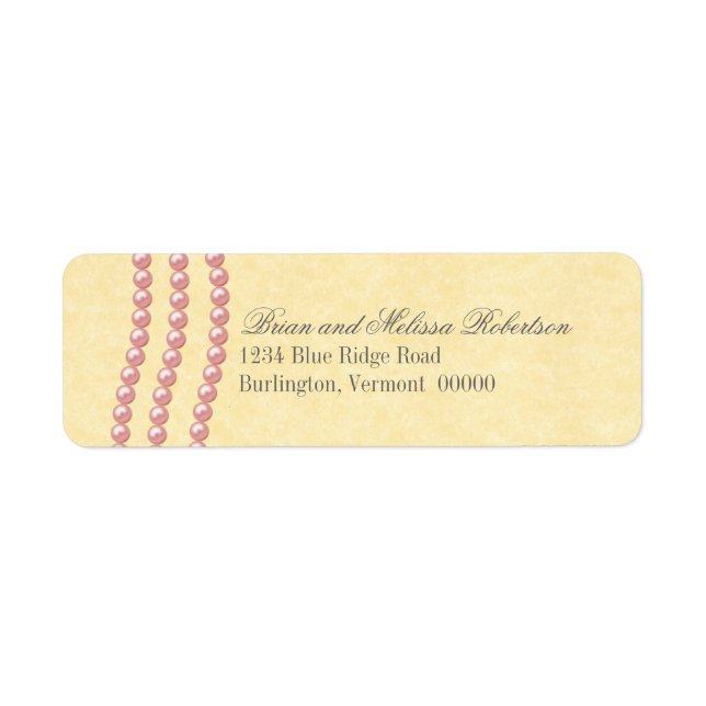 Elegant Pearls Return Address Labels, Light Pink Label (Front)