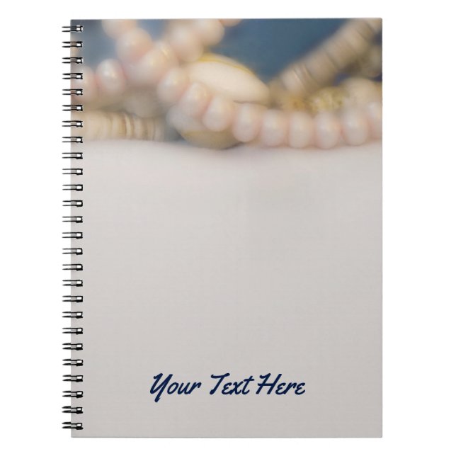 Elegant Pearls & Sea Shells Beach Personalised Notebook (Front)
