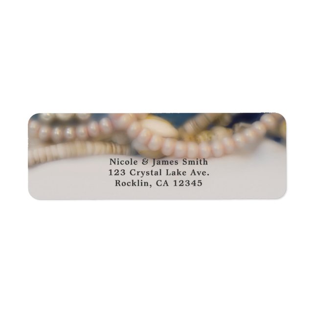 Elegant Pearls & Sea Shells Beach Wedding Return Address Label (Front)