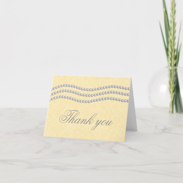 Elegant Pearls Thank You Card, Ivory Card (Front)