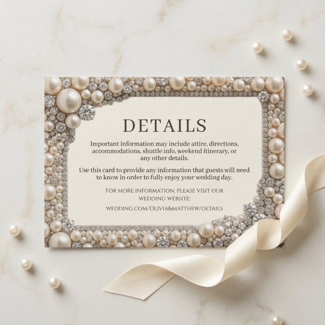 Elegant Pearls Wedding Enclosure Card (Creator Uploaded)