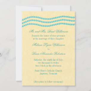 Elegant Pearls Wedding Invitation, Turquoise Invitation