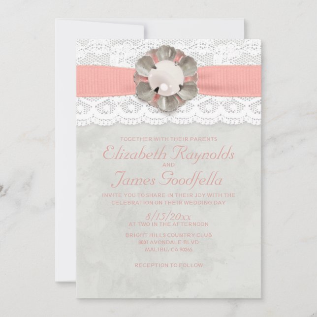 Elegant Pearls Wedding Invitations (Front)
