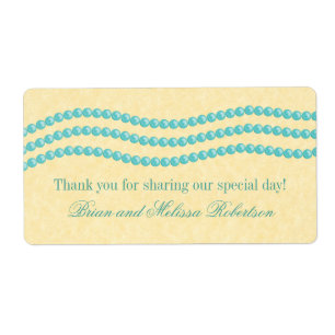 Elegant Pearls Wedding Labels, Aqua