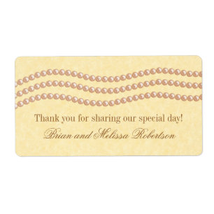 Elegant Pearls Wedding Labels, Champagne