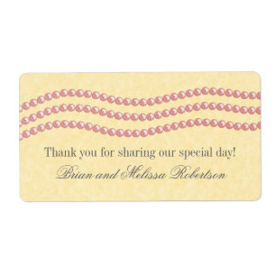 Elegant Pearls Wedding Labels, Light Pink