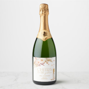 Elegant Pearls with Floral Sparkling Wine Label