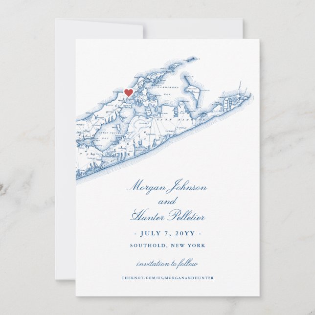 Elegant Peconic Bay Yacht Club Wedding Save The Date (Front)
