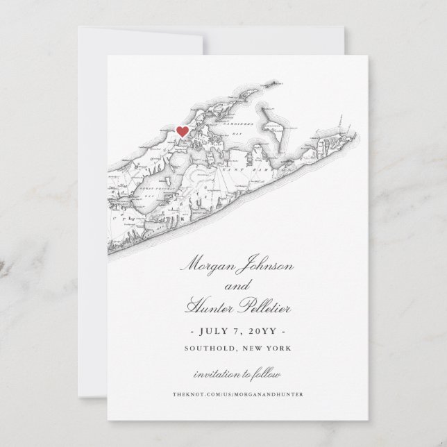 Elegant Peconic Bay Yacht Club Wedding Save The Date (Front)