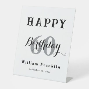 Elegant pedestal sign for 60th birthday party deco