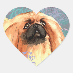 Elegant Pekingese Heart Sticker