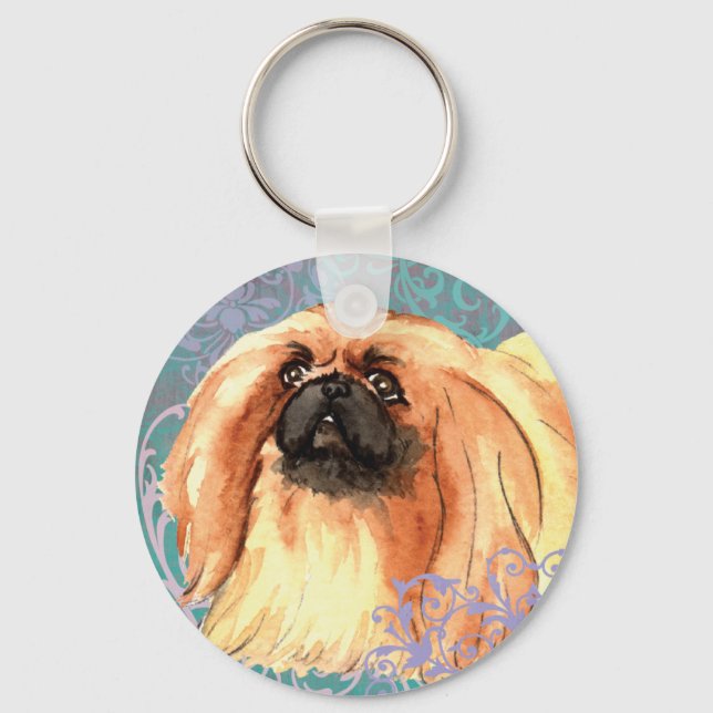 Elegant Pekingese Key Ring (Front)