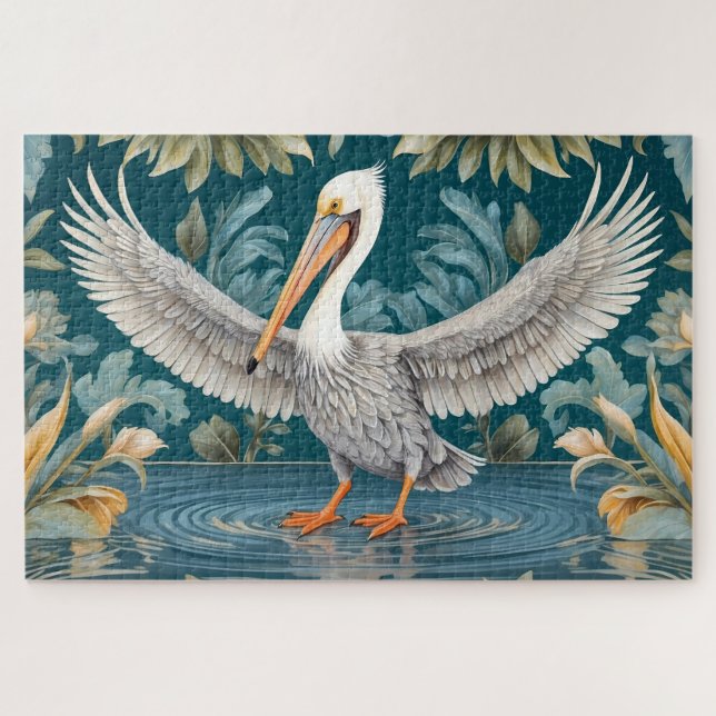 Elegant Pelican Bird Tropical Paradise Jigsaw Puzzle (Horizontal)